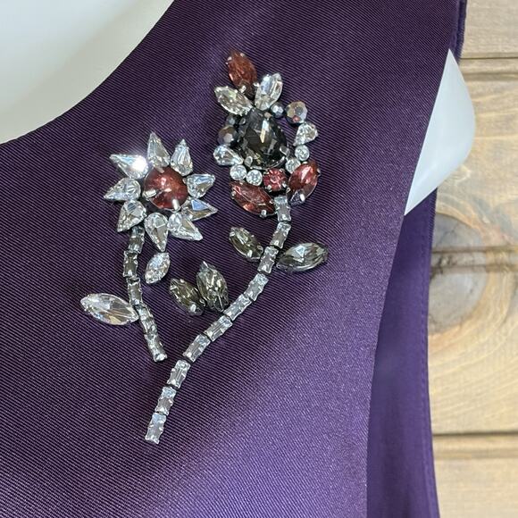 Eliza J Shift Dress Plum Rhinestone Floral Women’s Size 14 Knee Length Lined - Picture 4 of 13